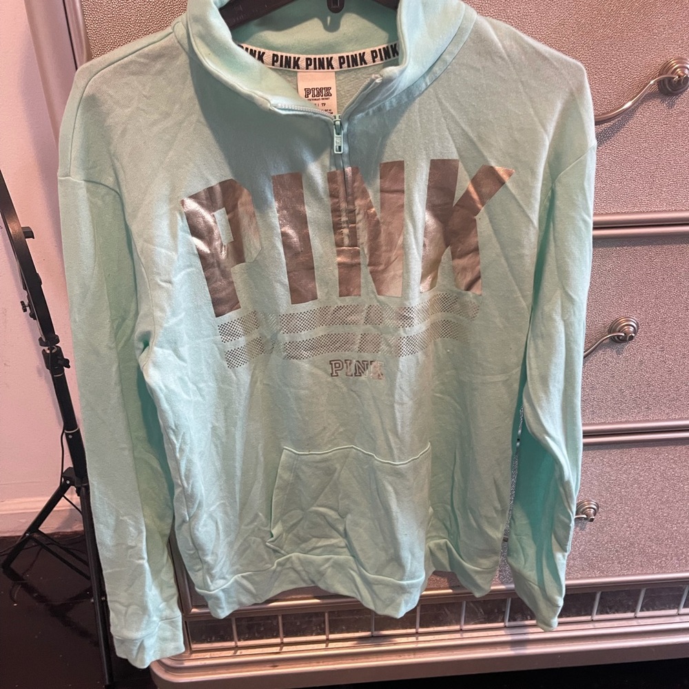 Victoria secret PINK teal and gold jacket